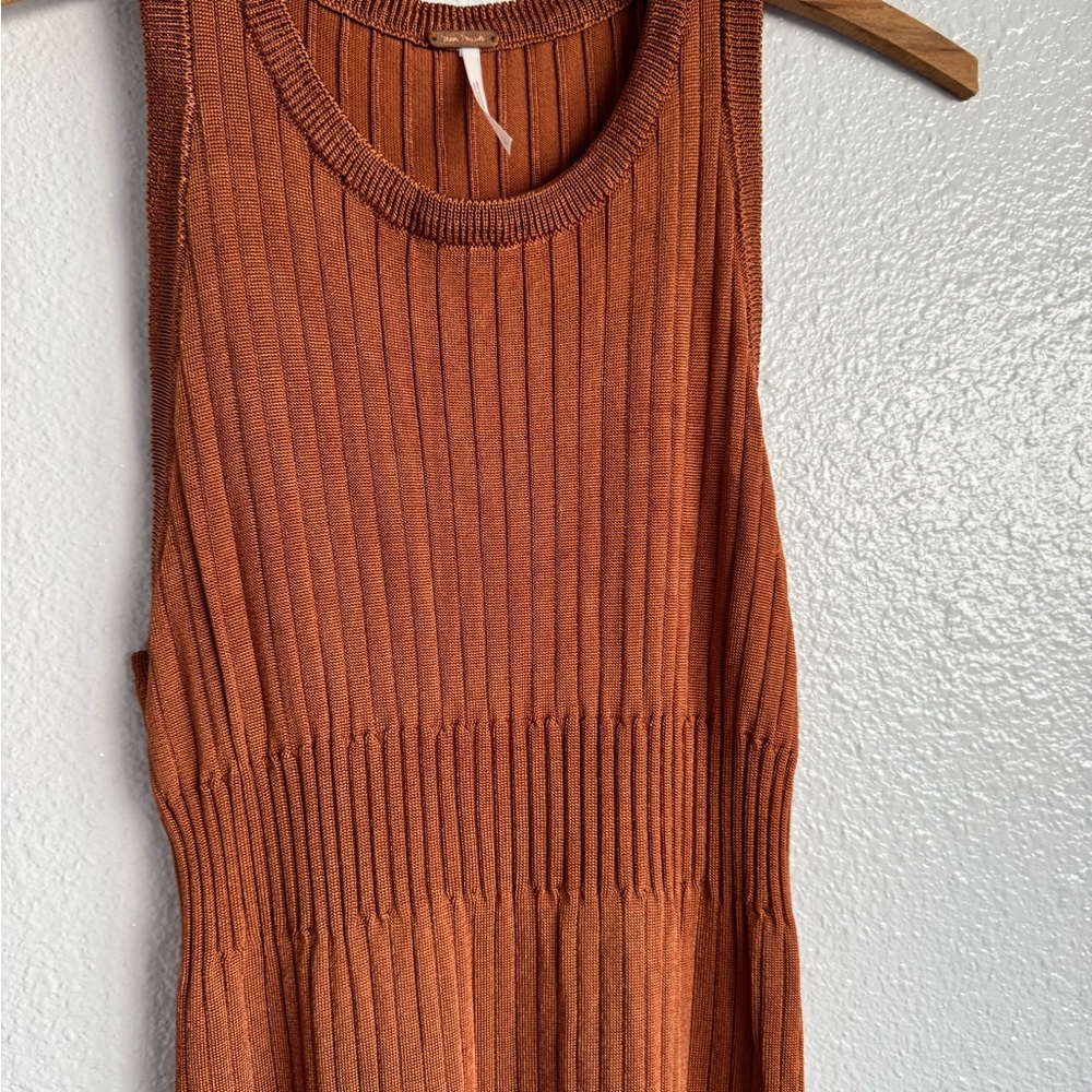 Free People Bodycon Knit Midi Dress in Rust Size Small Festival Summer Bohemian - Picture 5 of 14
